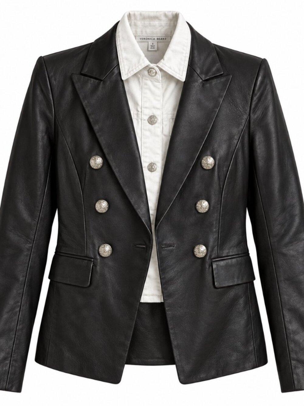 Veronica Beard Lamb Leather Blazer Dickey Sz 6